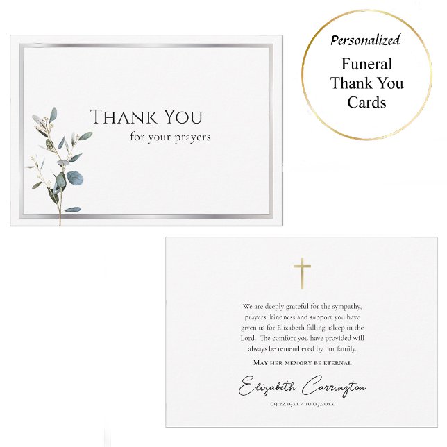 Delicate Greenery Orthodox Christian Funeral Thank You Card (Creator Uploaded)