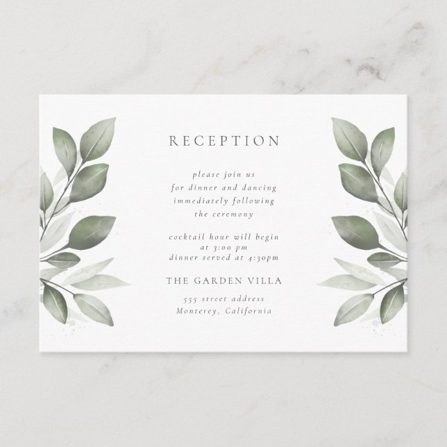 Delicate Greenery Reception Enclosure Card (Front)
