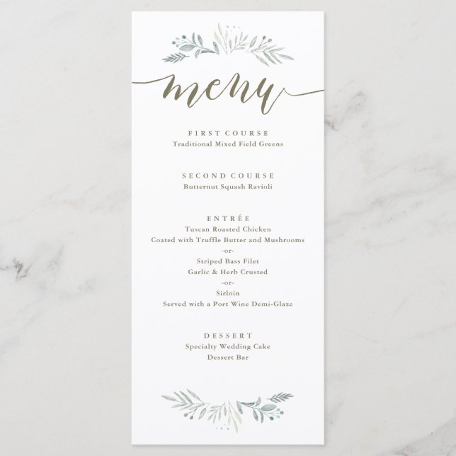 Delicate Greenery | Wedding Menu (Front)