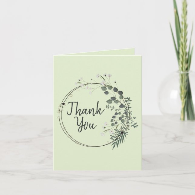 Delicate Greenery White Floral Ring Personalized Card (Front)