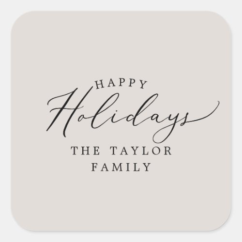 Delicate Greige Happy Holidays Holiday Gift Square Sticker