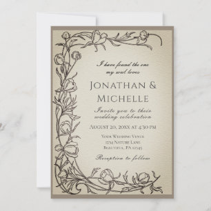 Delicate Hand Drawn Flowers Christian Wedding Invitation