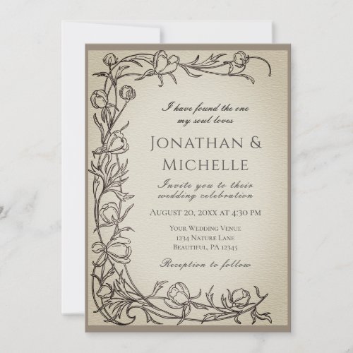 Delicate Hand Drawn Flowers Christian Wedding Invitation