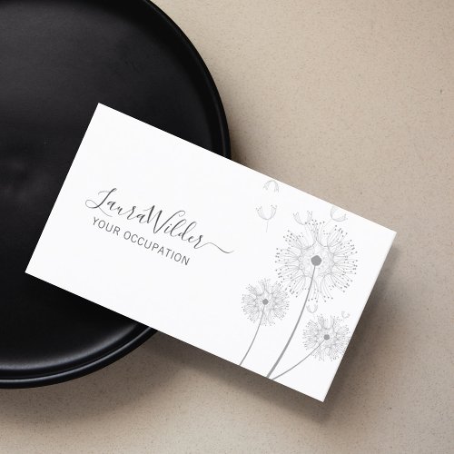 Delicate Hand Drawn Flowers Script Signature Business Card