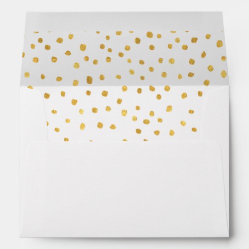 Delicate Hand Drawn Gold Polka Dots Lined Envelope