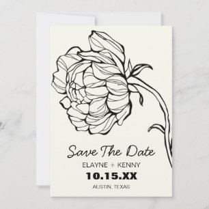 Delicate Hand Drawn Peony Save The Date