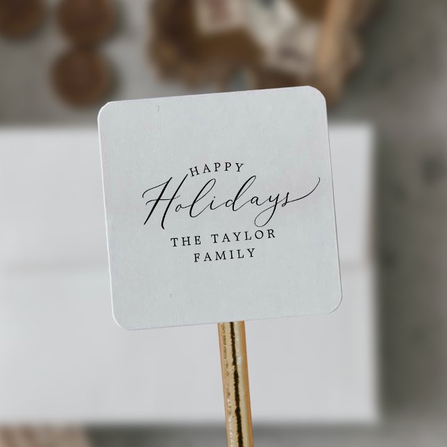 Delicate Happy Holidays Holiday Gift Square Sticker (Creator Uploaded)