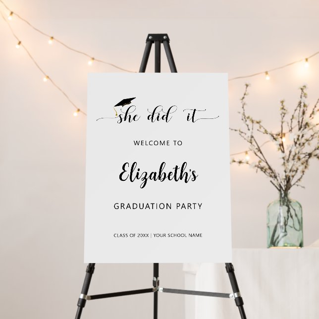 Delicate He Did It Graduation Welcome Sign (In Situ (Stand))