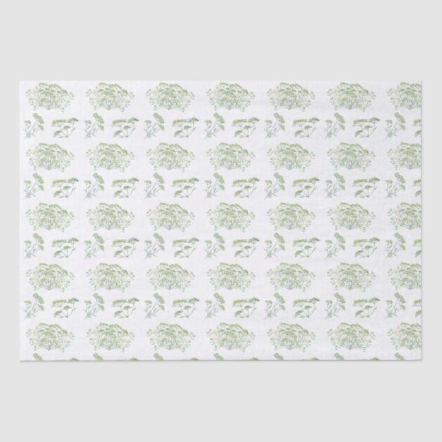 Delicate Herb Watercolor Custom Color Tissue Paper (Front)