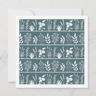 Delicate Herbarium Botanical Stripe Dark Green Note Card