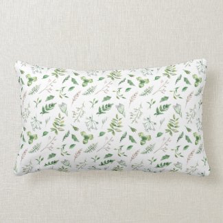 Delicate Herbs Custom Background Lumbar Lumbar Pillow