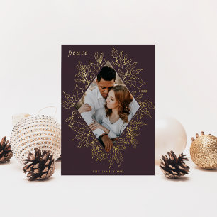 Delicate Holly Elegant Photo Foil Holiday Card