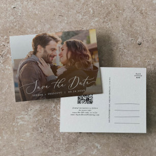 Delicate Horizontal Photo Overlay Save the Date Invitation Postcard