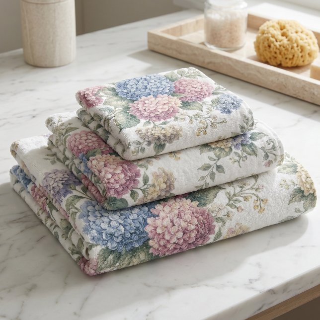 Delicate Hydrangea Flowers Bath Towel Set (Creator Uploaded)