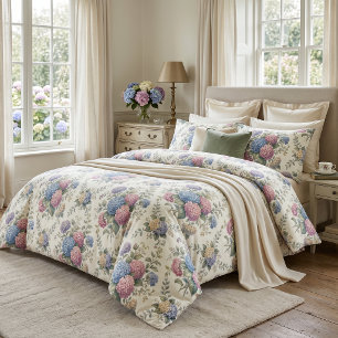 Delicate Hydrangea Flowers Duvet Cover