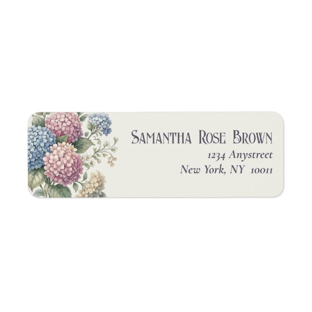 Delicate Hydrangea Flowers Return Address Label (Front)
