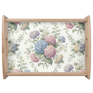 Delicate Hydrangea Flowers Serving Tray