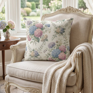 Delicate Hydrangea Flowers Throw Pillow