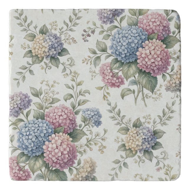 Delicate Hydrangea Flowers  Trivet (Front)