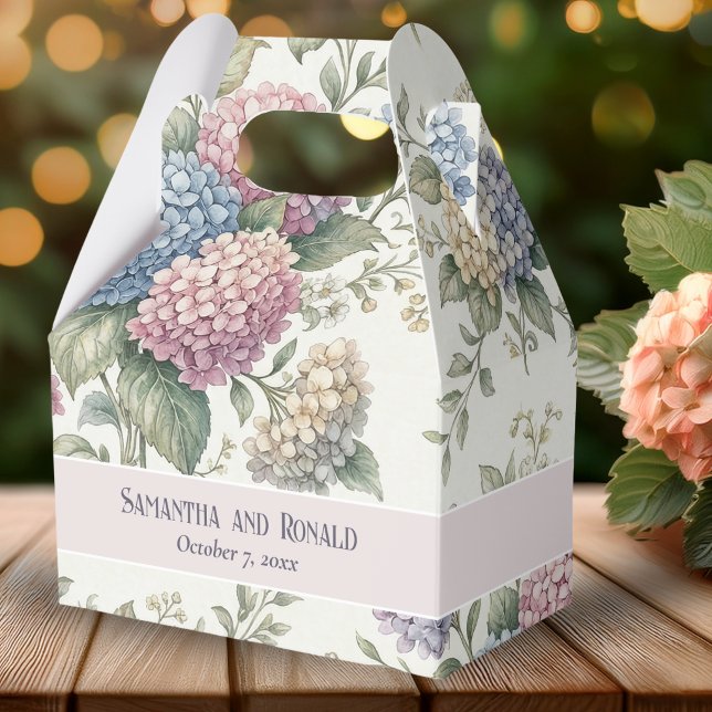 Delicate Hydrangea Flowers Wedding Favor Boxes (Creator Uploaded)
