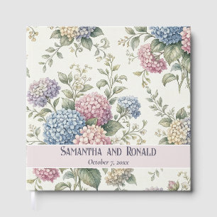 Delicate Hydrangea Flowers Wedding Guest Book