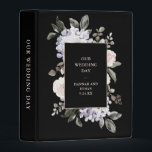 Delicate Hydrangeas and Roses | Wedding Photos Mini Binder<br><div class="desc">This lovely wedding binder features a bouquet of muted watercolor flowers: peonies,  roses,  and hydrangeas,  as well as many dark gray foliage leaves. They are arranged around a faux gold geometric frame,  on a black background.</div>