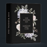 Delicate Hydrangeas and Roses | Wedding Photos Mini Binder<br><div class="desc">This lovely wedding binder features a bouquet of muted watercolor flowers: peonies,  roses,  and hydrangeas,  as well as many dark gray foliage leaves. They are arranged around a faux gold geometric frame,  on a black background.</div>