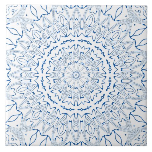 Delicate Intricate Elegant Eclectic Boho Mandala Ceramic Tile