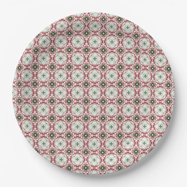 Delicate Intricate Funky Festive Christmas Pattern Paper Plates (Front)