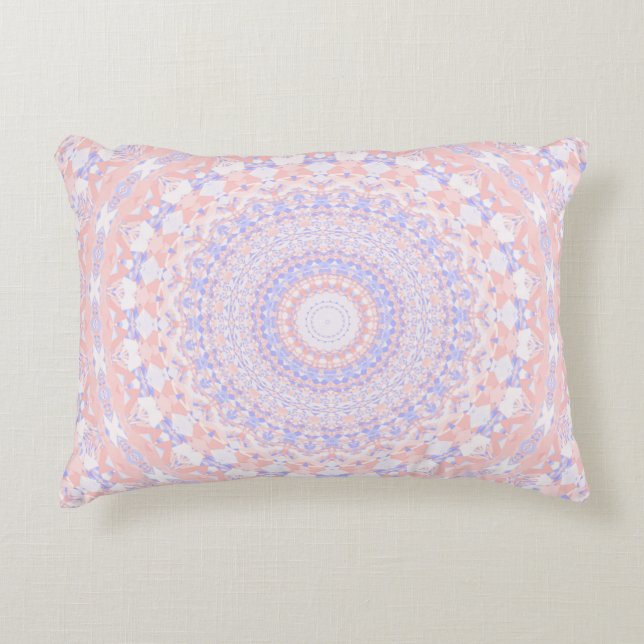 Delicate Intricate Pretty Pastel Abstract Mandala Accent Pillow (Front)