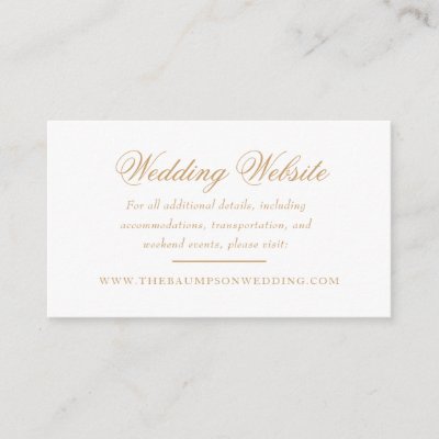 Delicate Ivory and Gold Script Wedding Website Enclosure Card