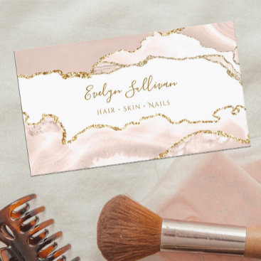 delicate ivory blush agate business card