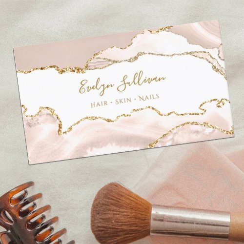 delicate ivory blush agate business card