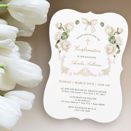 Delicate Ivory Roses Frame Confirmation