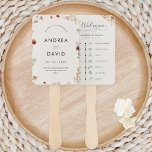 Delicate Ivory Wildflowers Script Wedding Timeline Hand Fan<br><div class="desc">This elegant hand fan featuring watercolor wildflowers,  wedding timeline & background of your choice would make a wonderful addition to your ceremony/party! Easily add your text by clicking on the "personalize this template" option.</div>