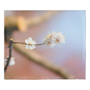 Delicate Japanese Apricot Blossoms Duvet Cover