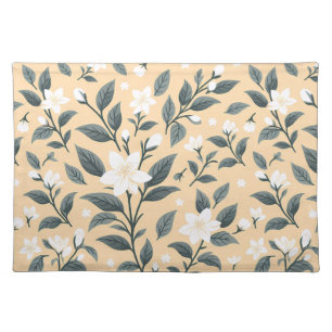 Delicate Jasmine Floral Pattern Cloth Placemat