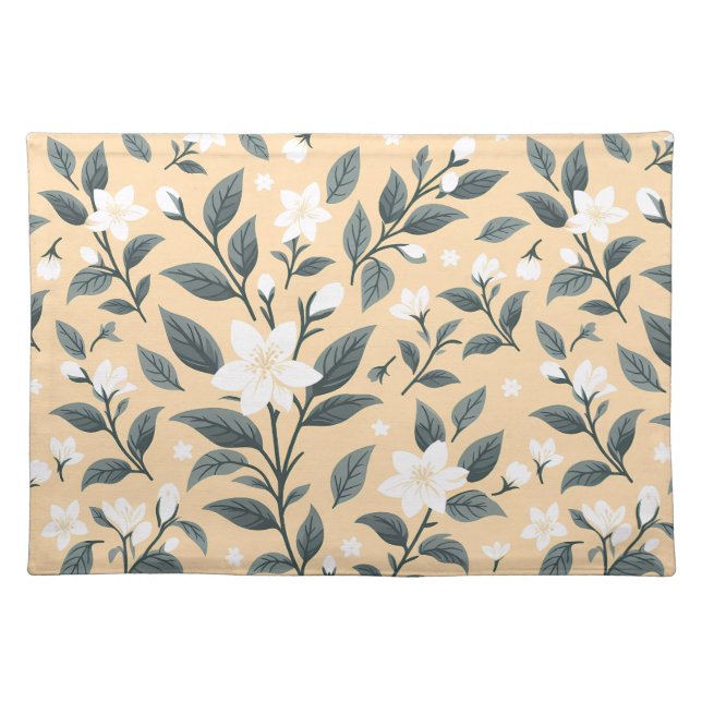 Delicate Jasmine Floral Pattern Cloth Placemat (Front)