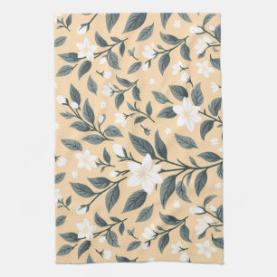 Delicate Jasmine Floral Pattern Kitchen Towel