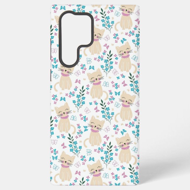Delicate Kitten and Botanical Doodle Samsung Galaxy Case (Back)