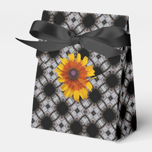 Delicate Lace And Black Eyed Susan Favor Boxes (Front Side)