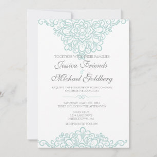 Delicate lace border Wedding Invitations 5x7