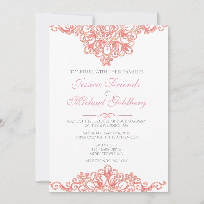50 Pink Lace Border Invitations for Weddings or any Occasion Customized for You