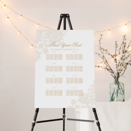 Delicate Lace Corner Ivory and Gold Script Wedding Foam Board