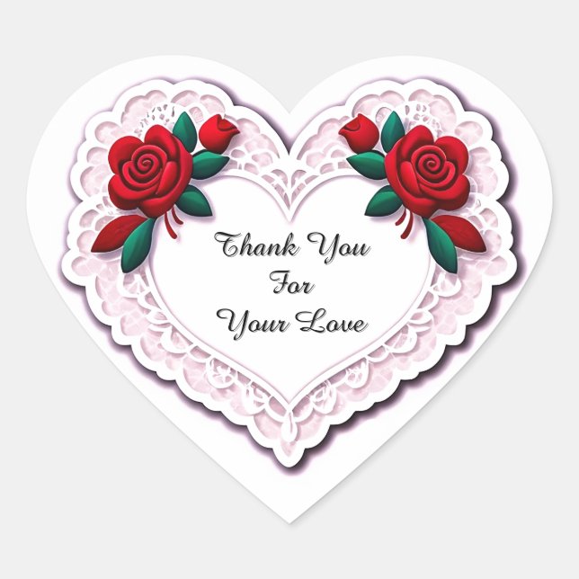 Delicate Lace Heart Card Sticker (Front)