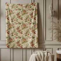 Delicate Lace Patterned Romantic Cottage Look Fleece Blanket