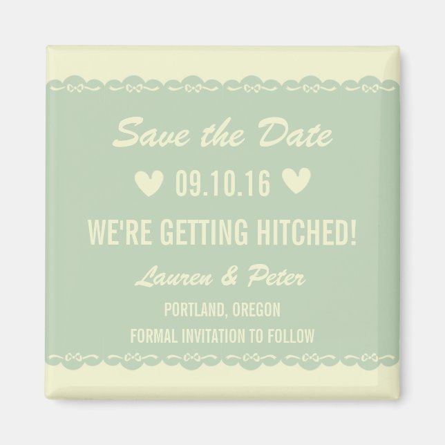 Delicate lace save the date magnet (Front)
