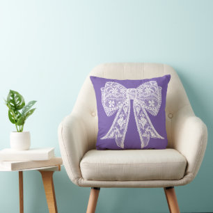 Delicate Lacey Bow Throw Pillow