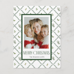 Delicate lattice photo Merry Christmas Holiday Postcard