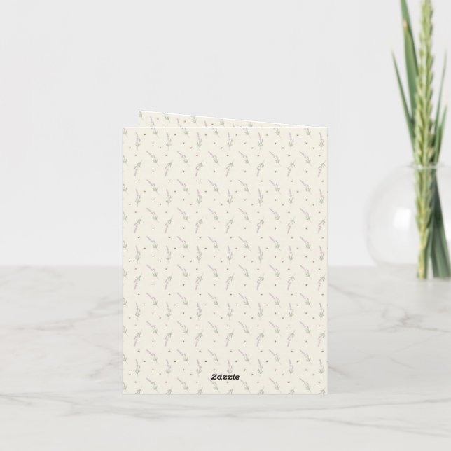 Delicate Lavender & Honeybee Botanical Outline Card (Back)